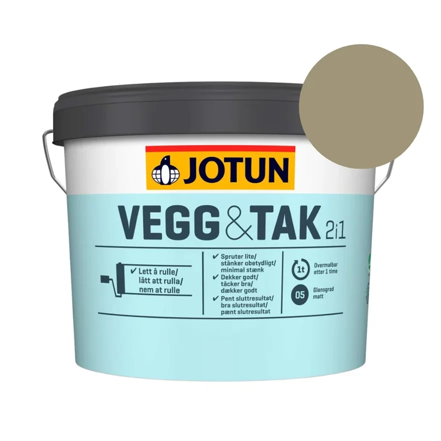 TILBUD: JOTUN Væg og loft 2,7 l. Farve: 8264 Kaki
