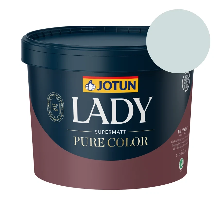 TILBUD: Jotun Lady Pure Color 9 l. Vægmaling - Farve: 5262 Sval Sjø