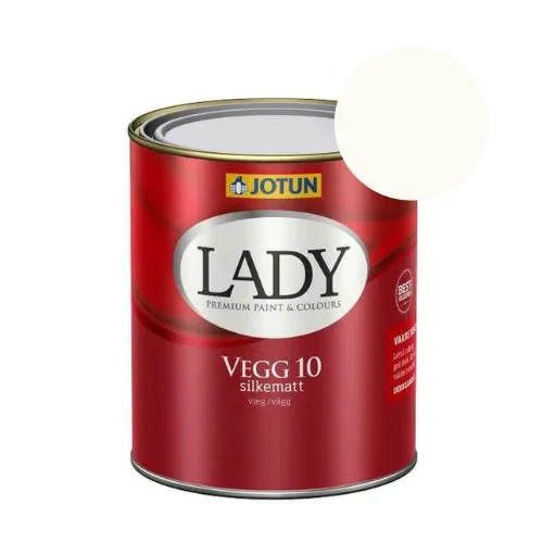 TILBUD: JOTUN LADY Væg 10 Vægmaling  0,68 l. (Glans 10). Farve: 9010 Reinweiss