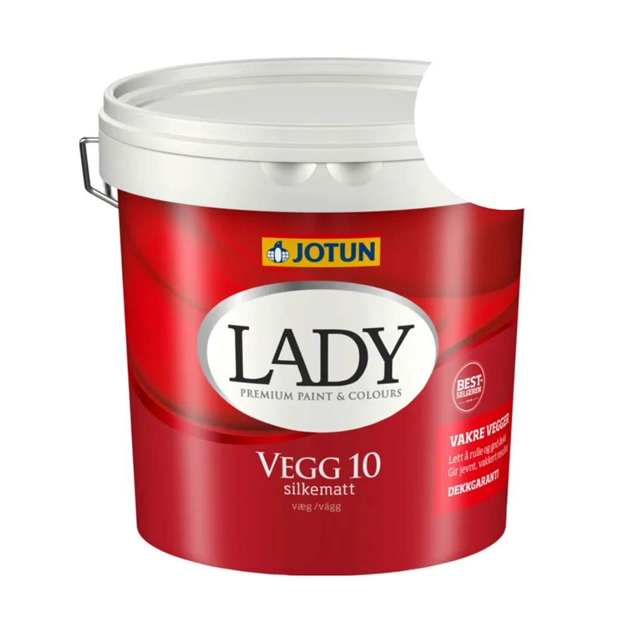 TILBUD: JOTUN LADY Væg 10 Vægmaling  2,7 l. (Glans 10). Farve: Hvid Base