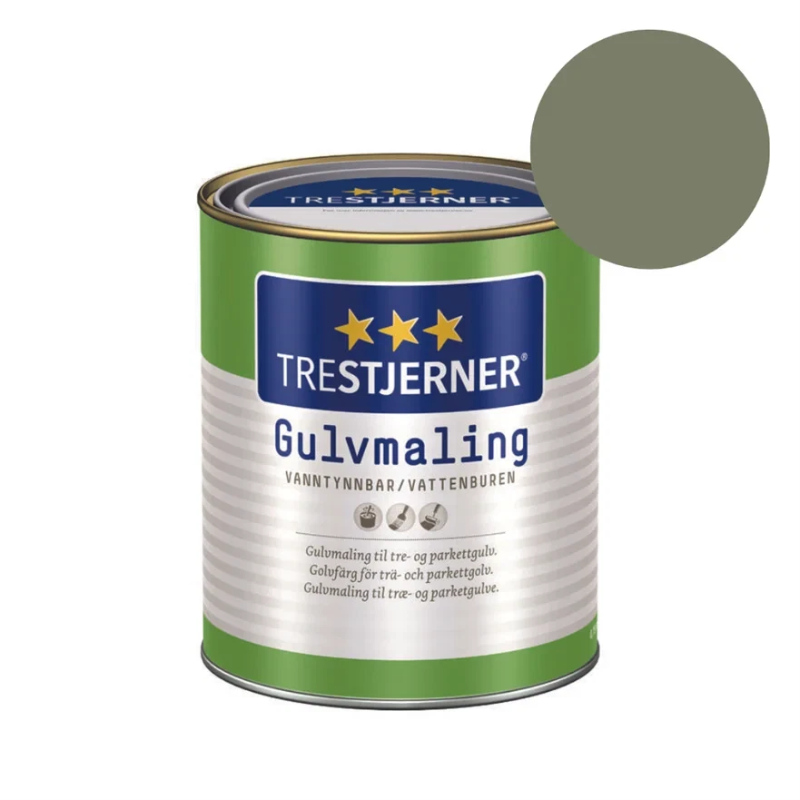 TILBUD: Jotun Trestjerner Gulvmaling 0,68 l. Halvblank - Farve: 7052 Olivengrøn